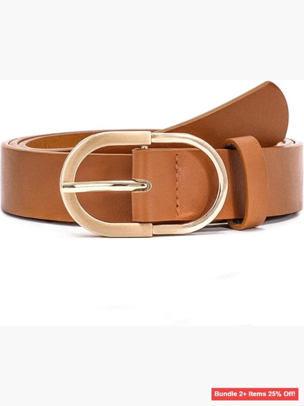 Faux Leather Belt Gold Buckle Size M Fits Waist 32-37 Inches